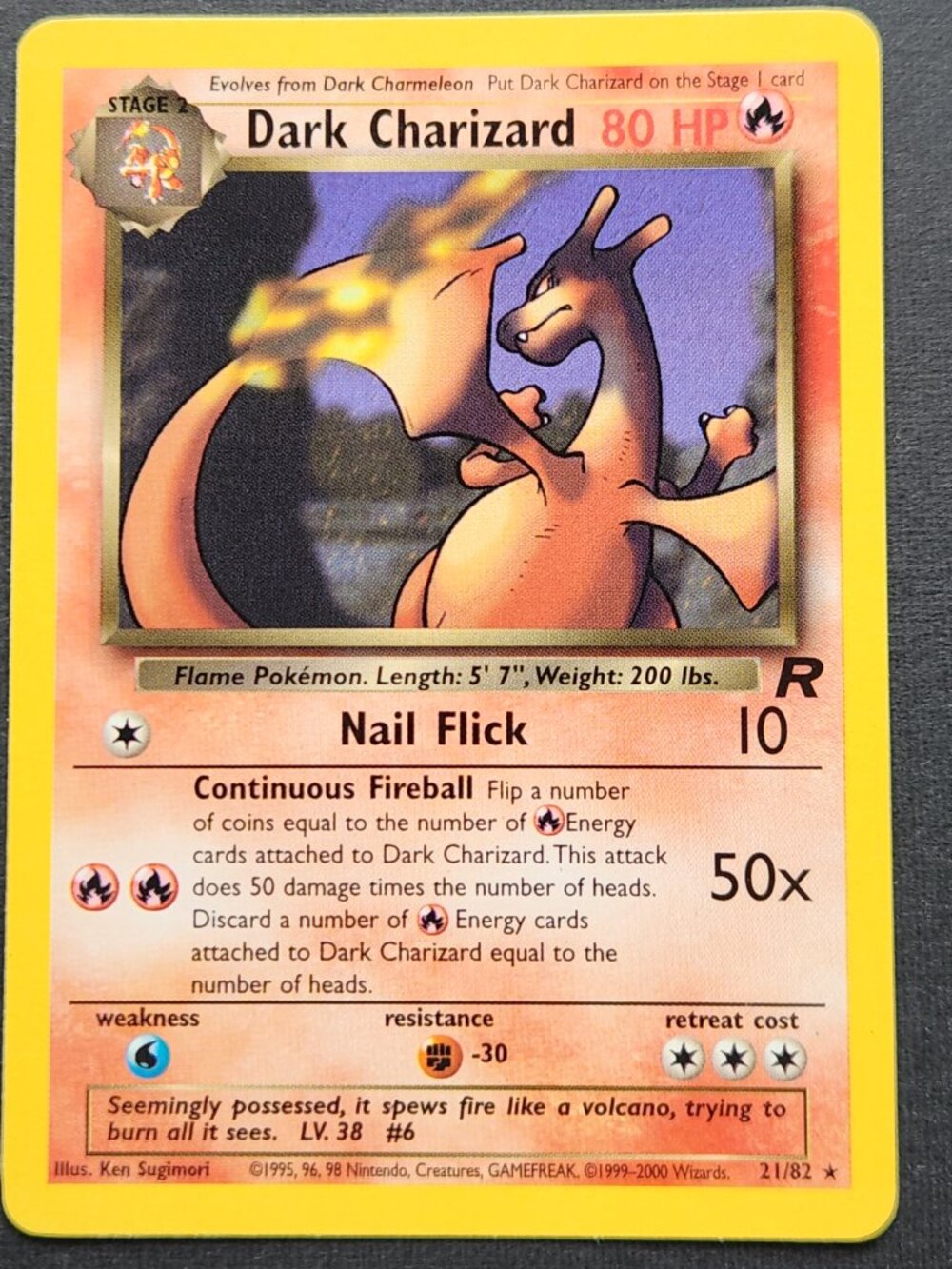 Dark Charizard 21/82 Team Rocket Non Holo Pokemon Card 2000 WOTC Vintage Rare LP